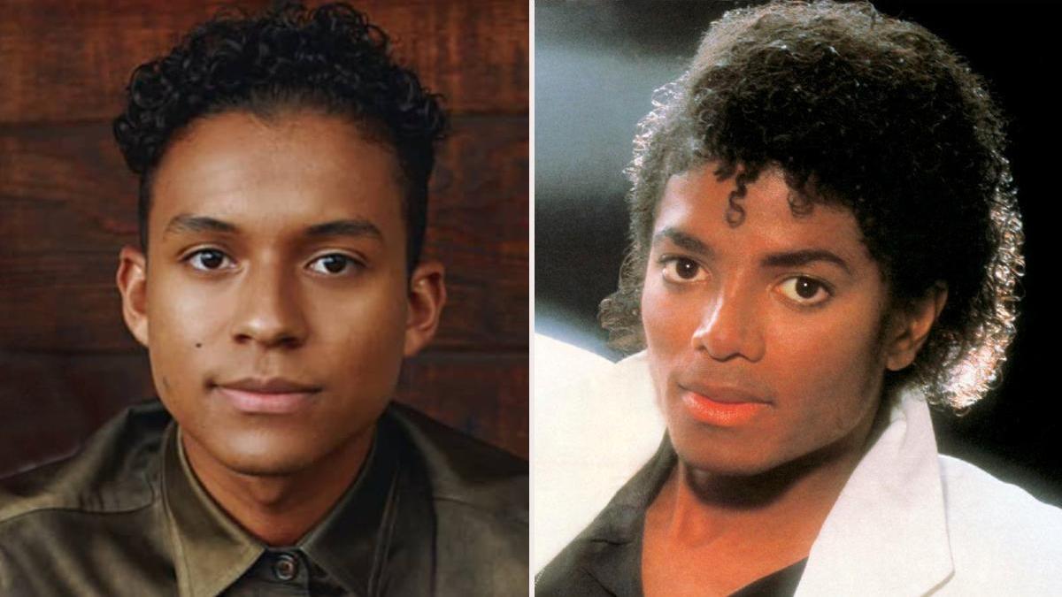 Jaafar Jackson y su tío, Michael Jackson, en la portada de su mítico álbum &#039;Thriller&#039;.