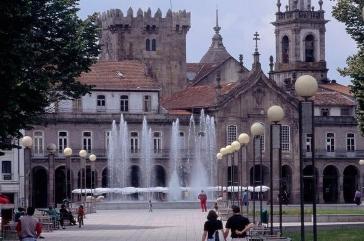 Plaza de la República en la ciudad de Braga