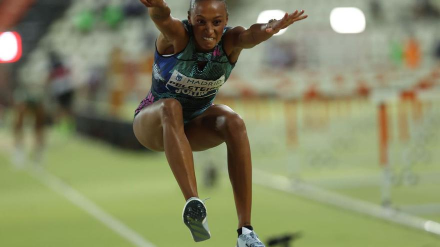 Ana Peleteiro, durante su última competición en Madrid. // EFE