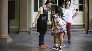 Primer día de cole en un colegio de Barcelona.