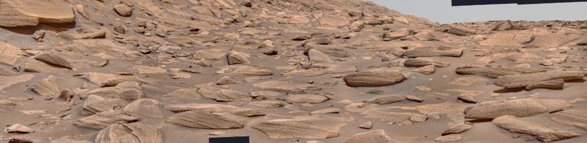 Superficie rocosa marciana en la que se ha fotografía la roca con la singular forma de serpiente