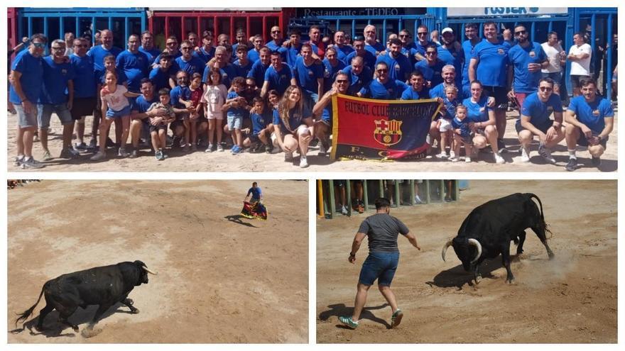 Die Leidenschaft für den Barça kommt in der Arena von l'Alcora zum Tragen: erster Stier der Fanvereinigung Gent Blaugrana