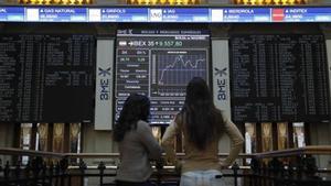 Interior de la Bolsa de Madrid.