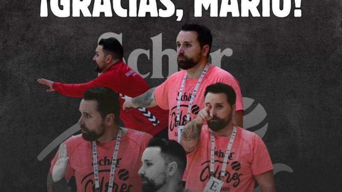 Cartel con el que el Schär Colores se despide de su técnico.