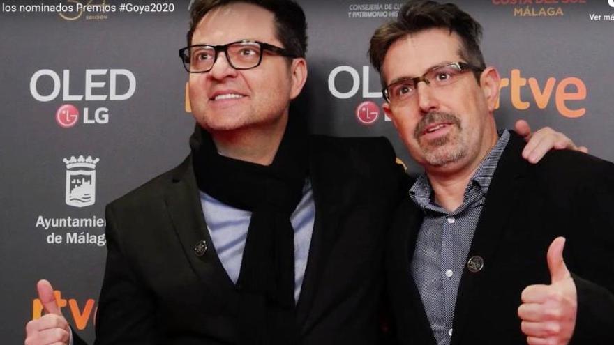 Paco Sáez y José Luis Quirós en la fiesta de los nominados a los Premios Goya.