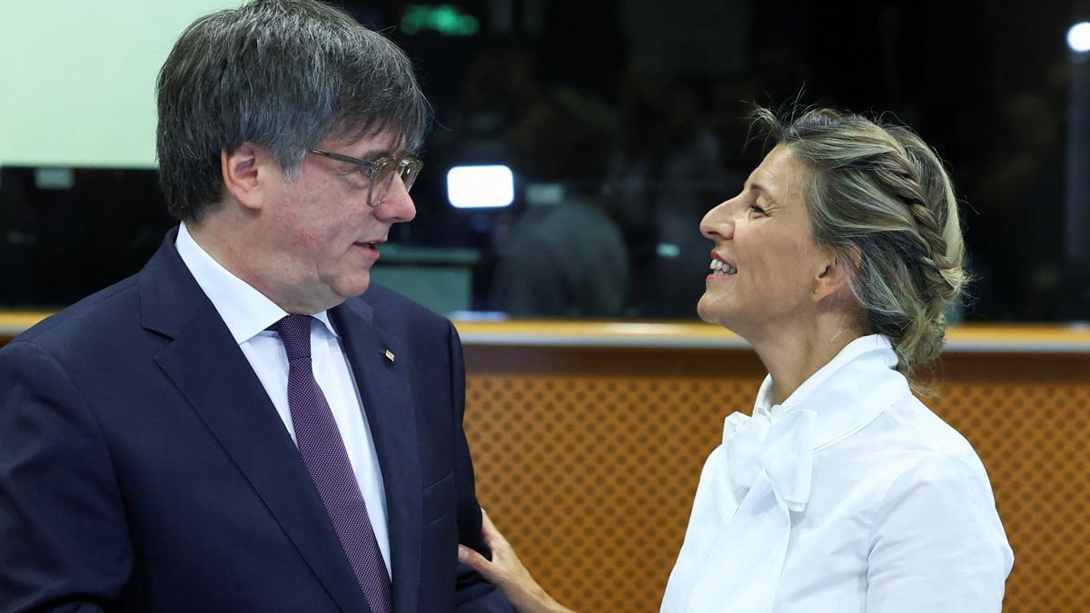 Carles Puigdemont y Yolanda Díaz, durante su encuentro en Bruselas