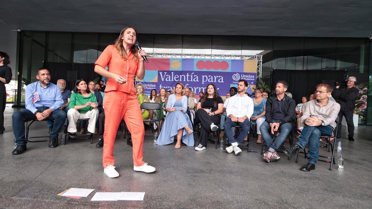 La ministra de Igualdad, Irene Montero, apuesta por la continuidad de los gobiernos de coalición y de progresos para frenar a una derecha "asalvajada"