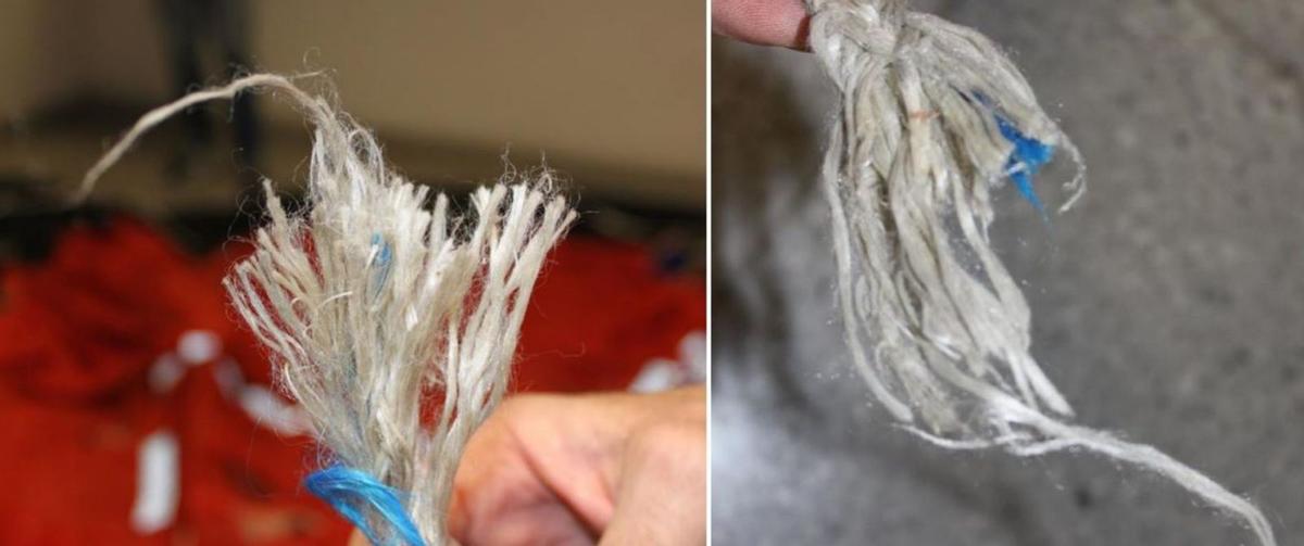 Cortes de las drizas de las balsas de babor (izq.) y estribor (dcha.).