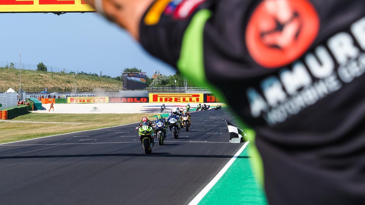 Ana Carrasco, entrando en meta en Misano