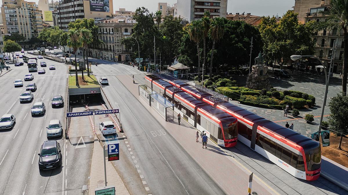 So soll die Straßenbahn an der Plaça d'Espanya starten.