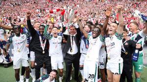 Los jugadores del Sunderland celebran el ascenso a Premier League