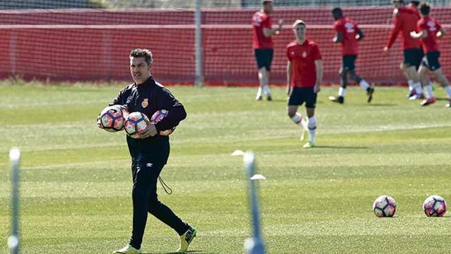 Javier Olaizola, durante un entrenamiento la semana pasada en Son Bibiloni.