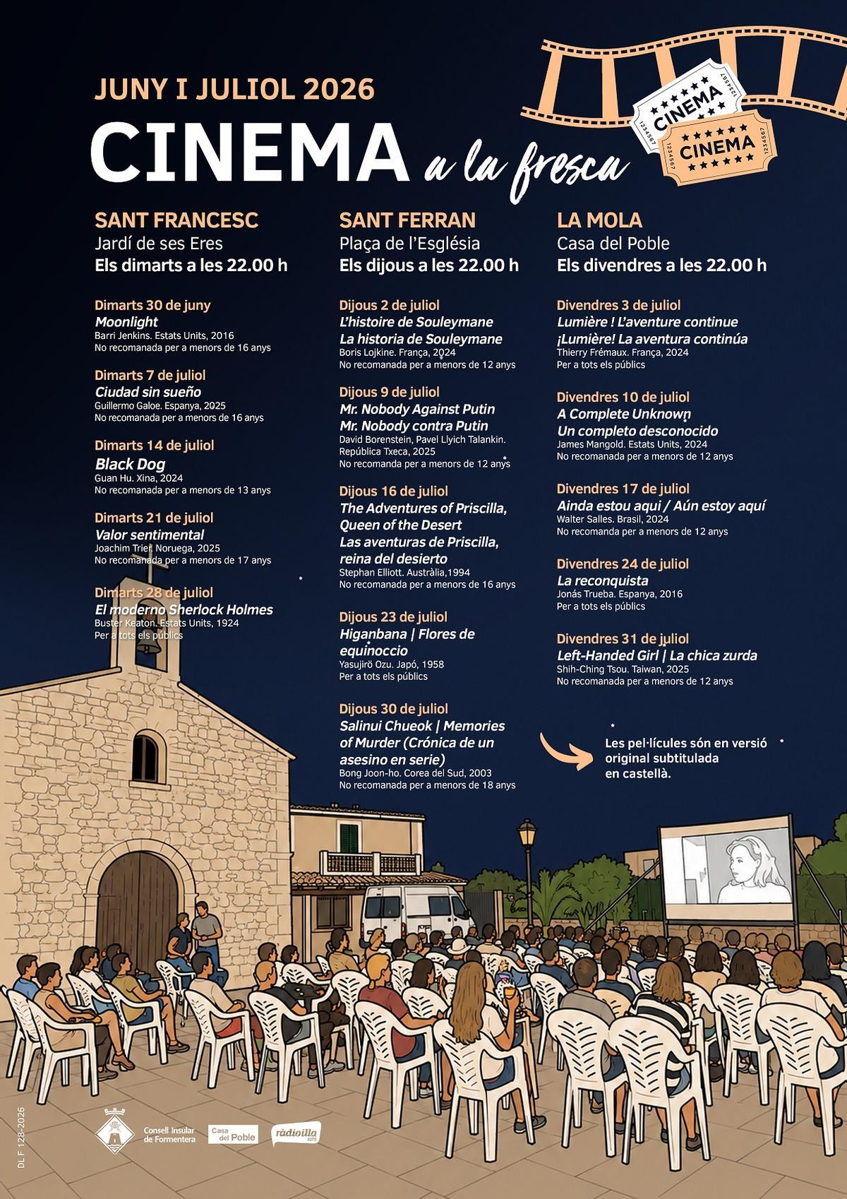 Cartel con la programación del ciclo 'Cinema a la fresca'