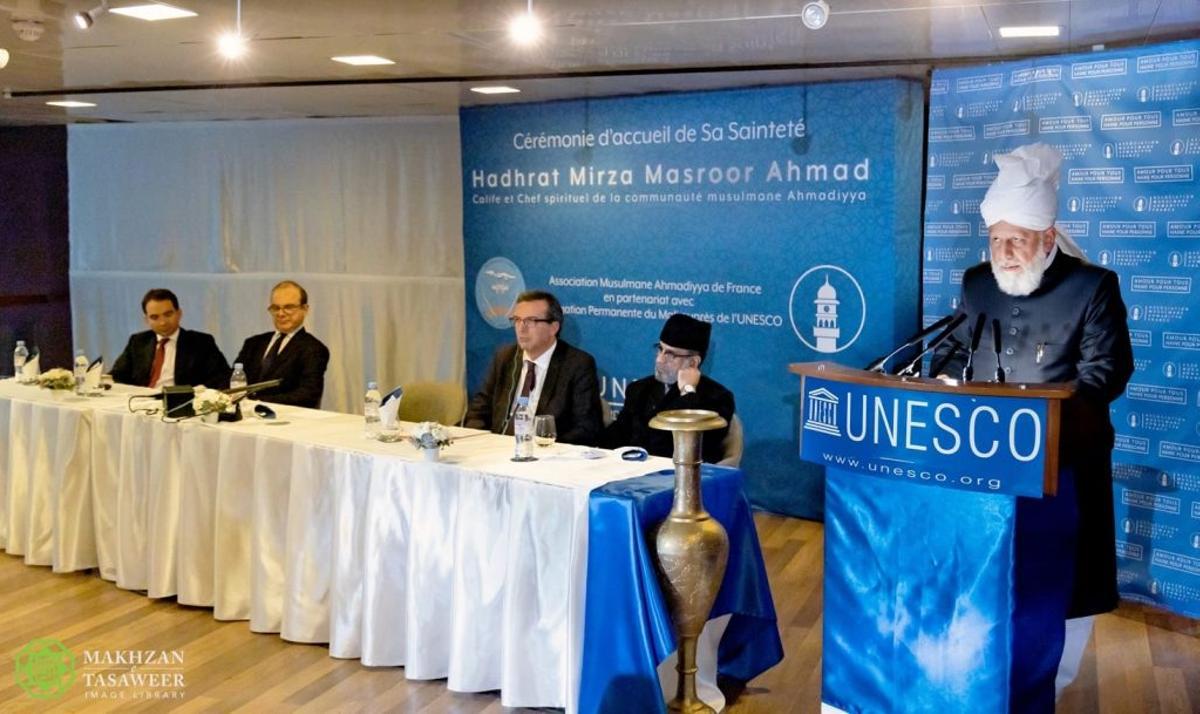 Discurso de la Comunidad Ahmadía del Islam, en la sede de la Unesco de París, en octubre del 2019.