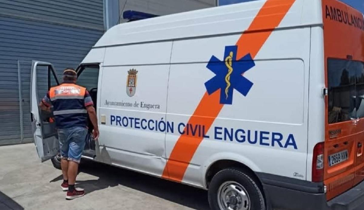 La ambulancia de Protección Civil de Enguera que ha quedado fuera de funcionamiento al expirar su vida útil.