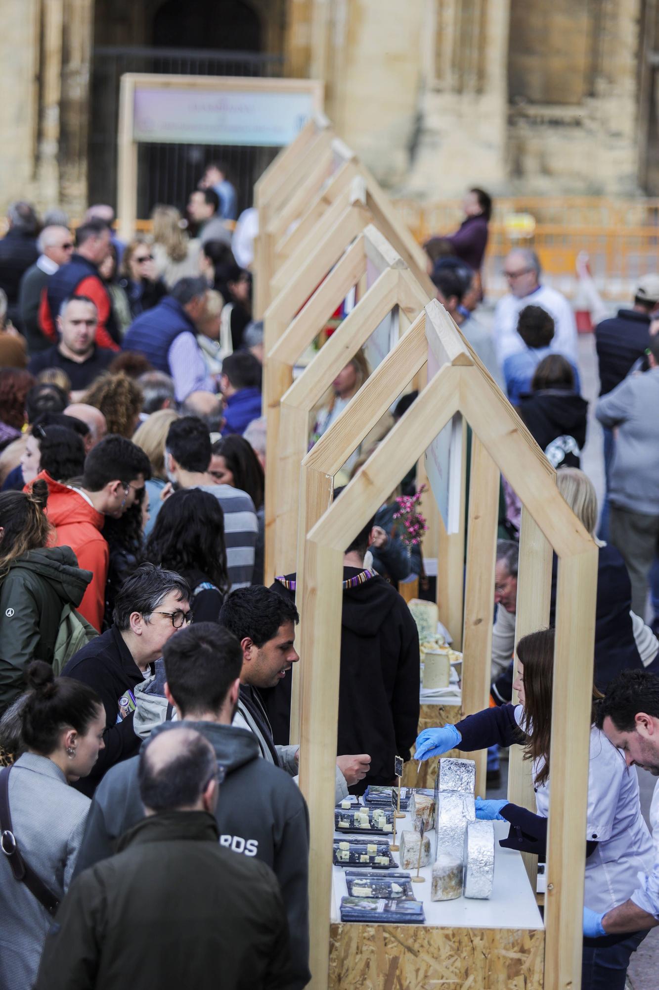 Así fue la cata de marcas asturianas de queso en la plaza de la Catedral 