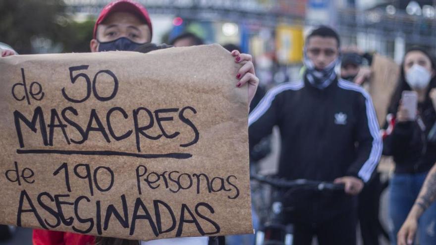 Manifestación celebrada recientemente en Bogotá, para protestar contra las últimas masacres ocurridas en varios departamentos del país.