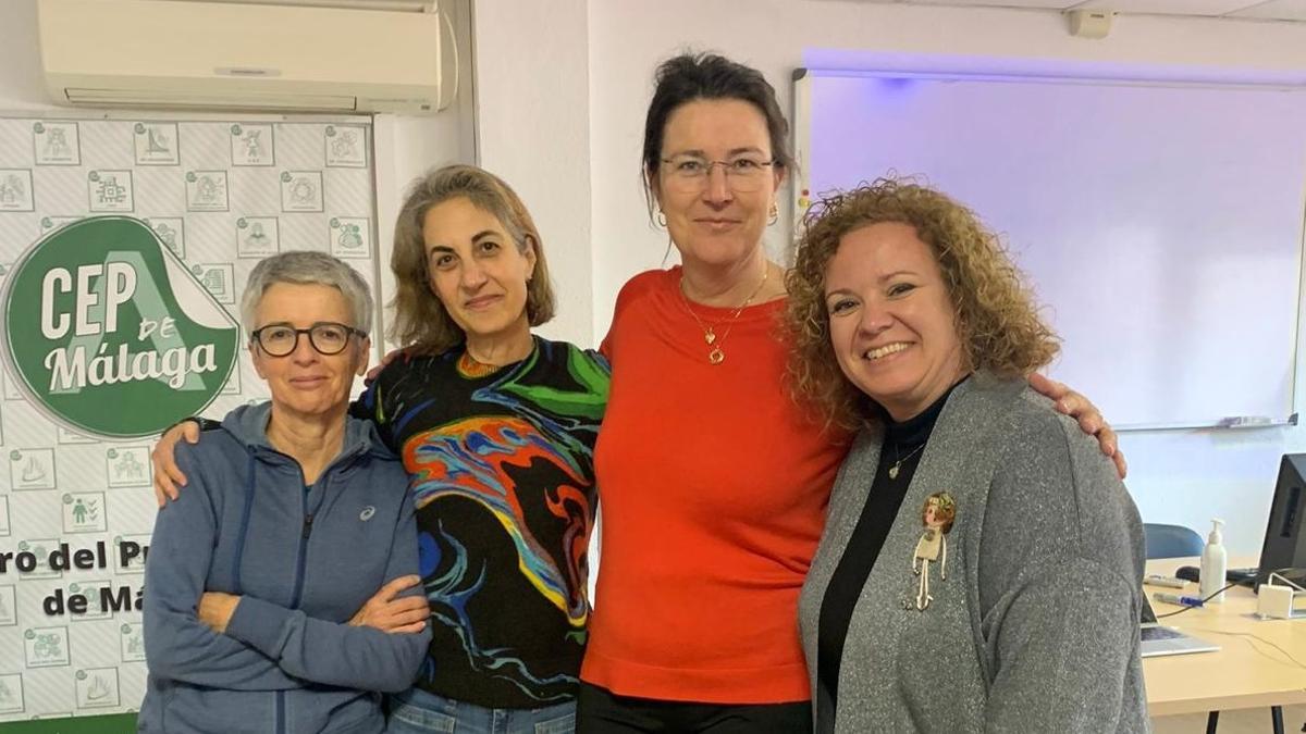 Las directoras de los CEP de Málaga y de Marbella-Coín, con las ponentes Elvira Barrios y Anne Berit Emstad.