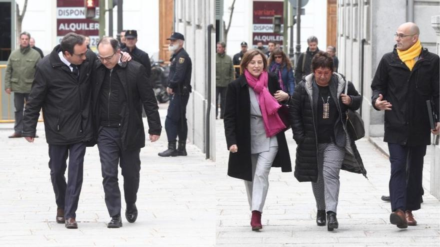 Josep Rull, Jordi Turull, Carme Forcadell, Dolors Bassa i Raül Romeva, en fotos d&#039;arxiu.