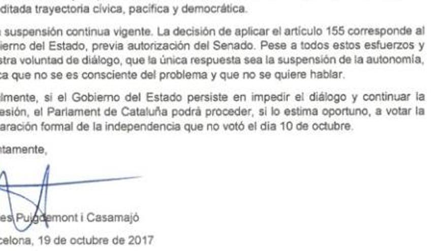 Documents: Llegeix la carta de Puigdemont i la resposta de l&#039;executiu central