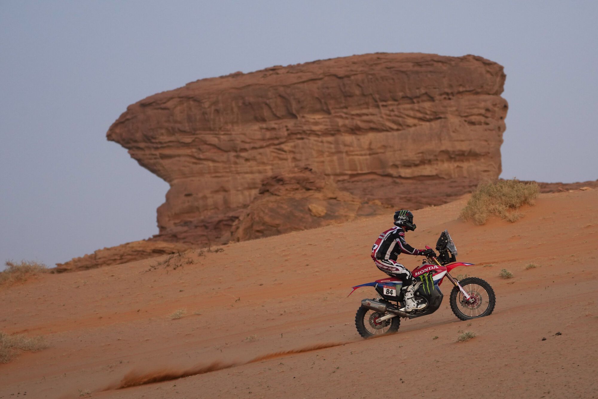 Rider Martim Ventura competes during the third stage of the Dakar Rally with a start and finish in Alula, Saudi Arabia, Tuesday, Jan. 6, 2026. (AP Photo/Thibault Camus)