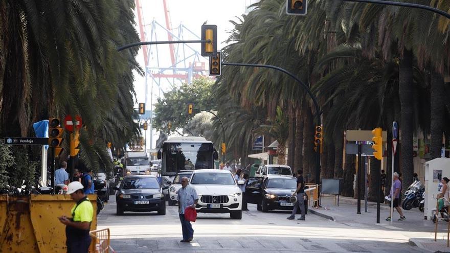 La Alameda Colón, con los semáforos apagados en el inicio de los trabajos.