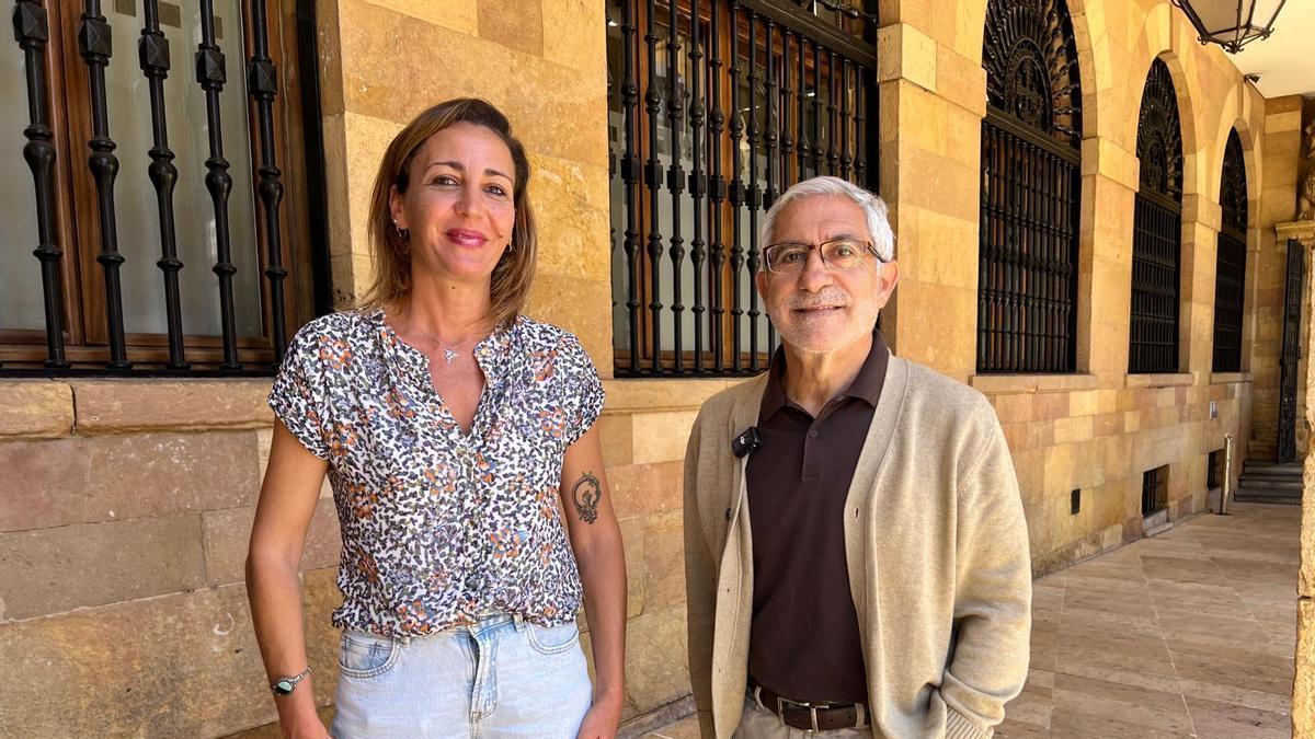 Delia Campomanes y Gaspar Llamazares, este miércoles, en Oviedo.