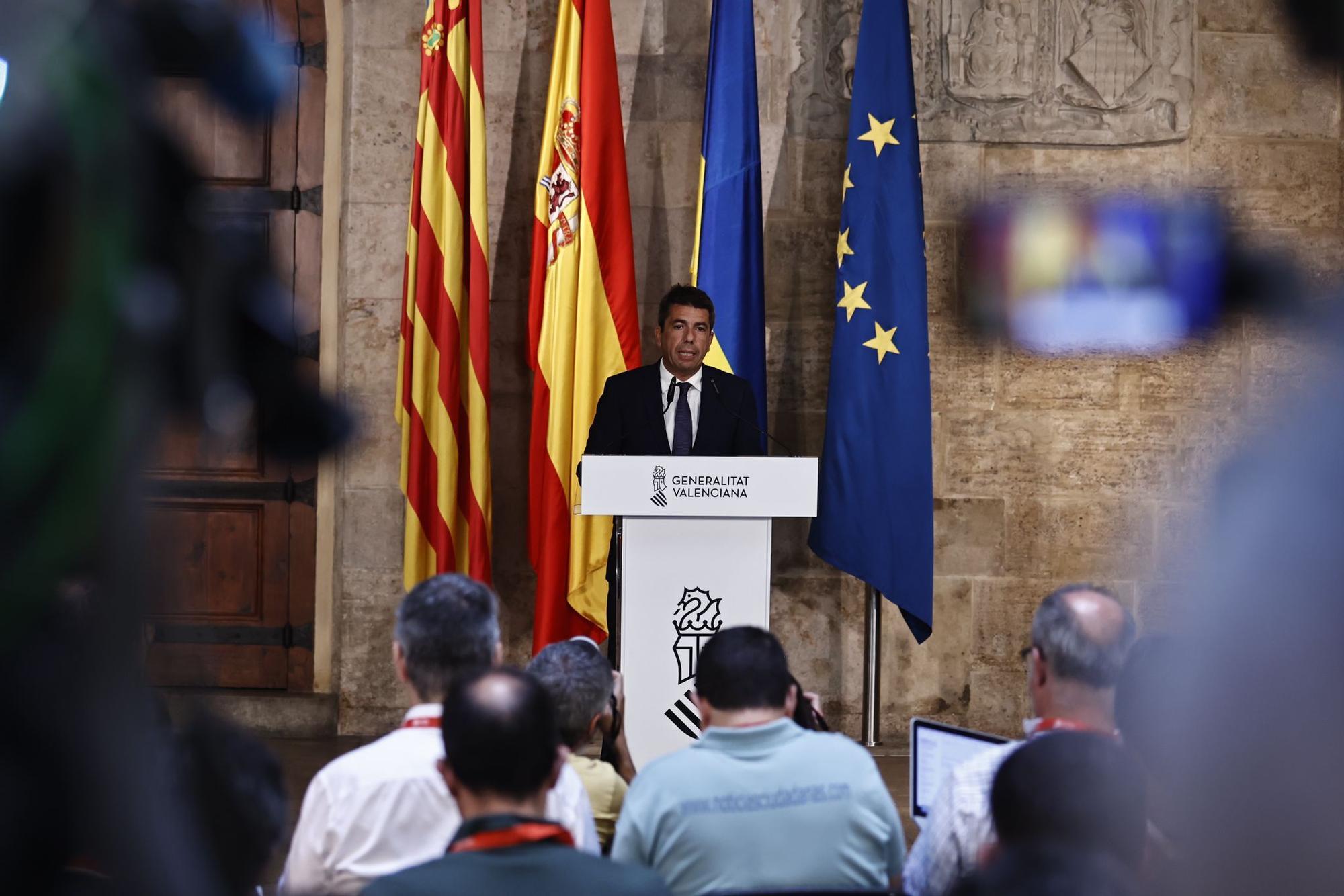 Comparecencia de Carlos Mazón desde el Palau de la Generalitat