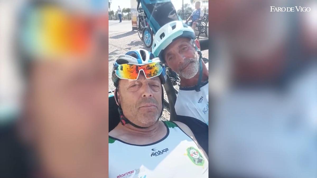 Los moañeses Suso Valverde y Pablo Paz a su paso por la Ruta de la Plata, que realizan el Camino desde Sevilla a Santiago