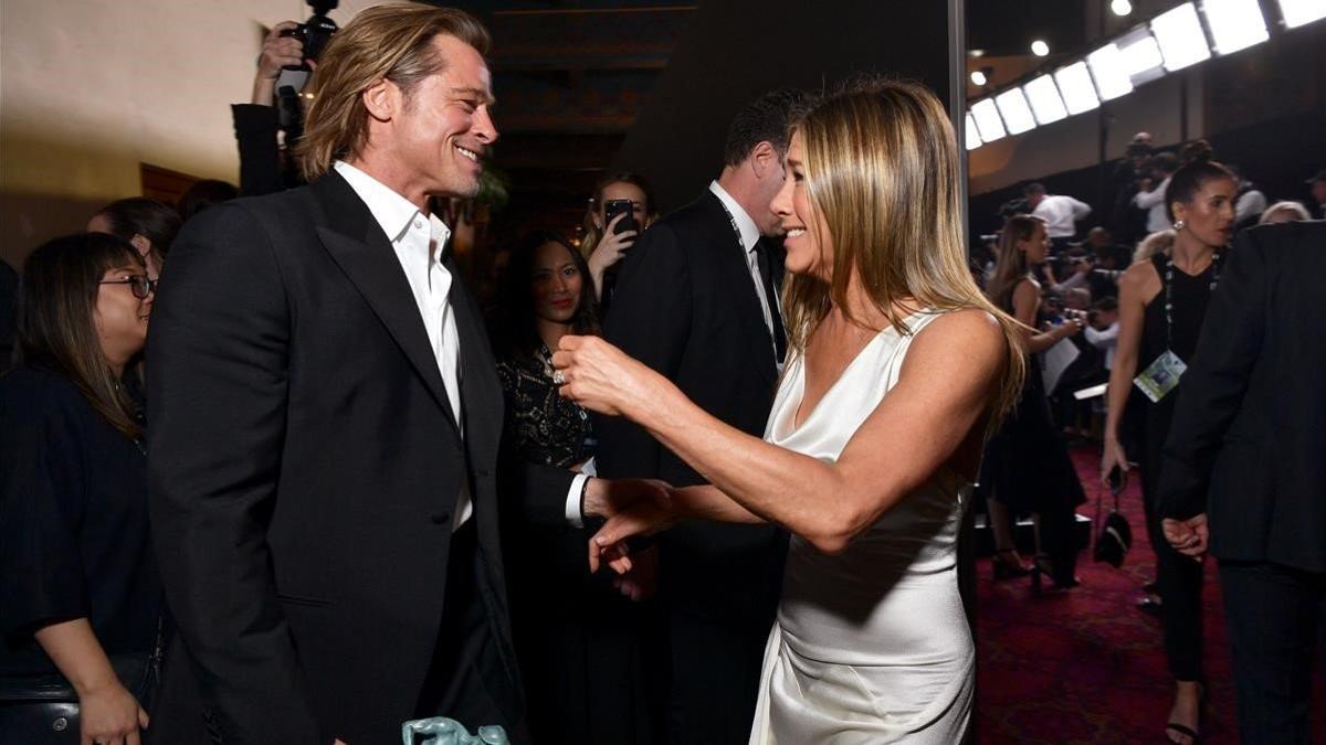 Brad Pitt y Jennifer Aniston, juntos, durante la gala de los premios del Sindicato de Actores.