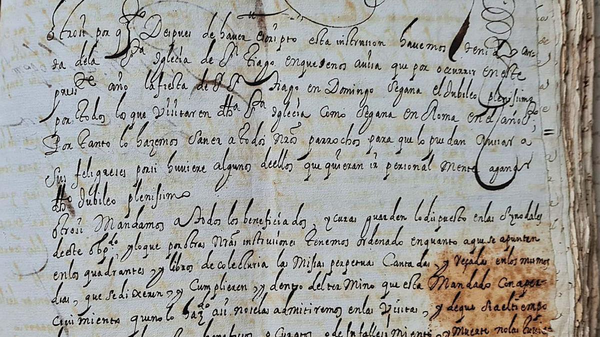 Libro de los mandatos donde se registra el año Santo jacobeo en tierras galdenses en 1683. | | A.Y.
