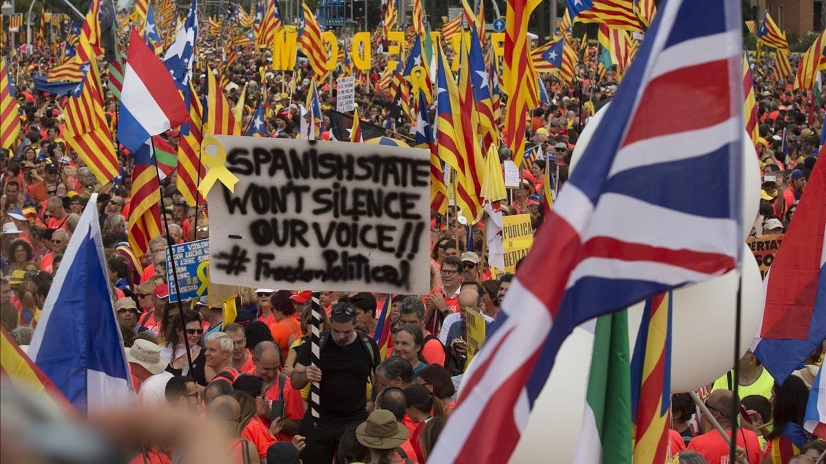 Ambiente festivo en la Diada.