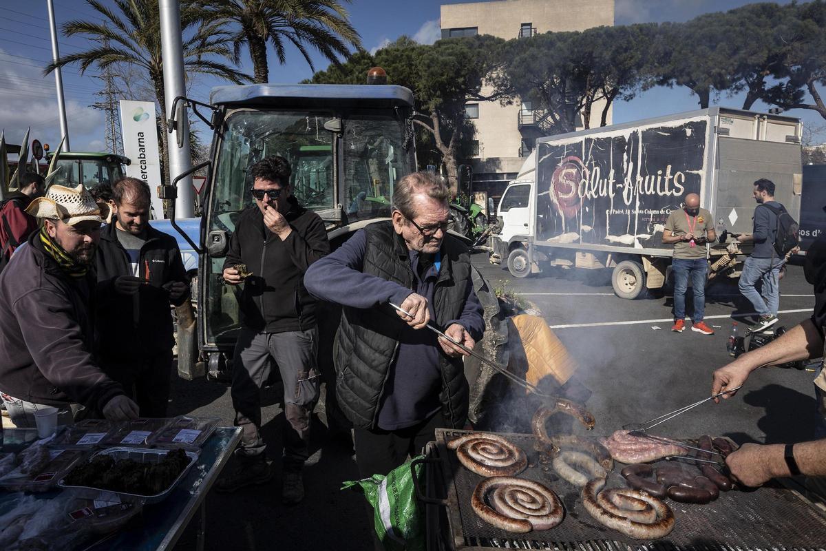 Manifestación de agricultores en Mercabarna