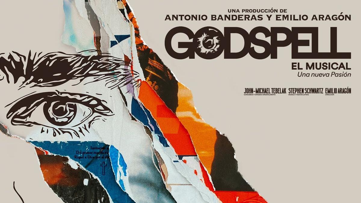 Cartel del musical "Godspell", dirigido por Emilio Aragón y Antonio Banderas