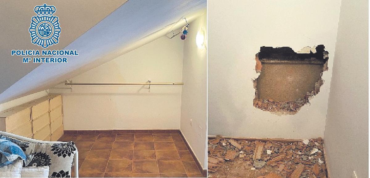 Tabique levantado para ocultar el cuerpo de Sibora.