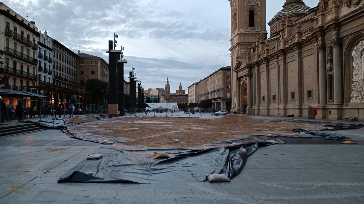 Belén de la plaza del Pilar de Zaragoza, este miércoles