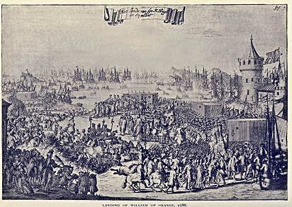 Gravado da Revolución Inglesa (1688).