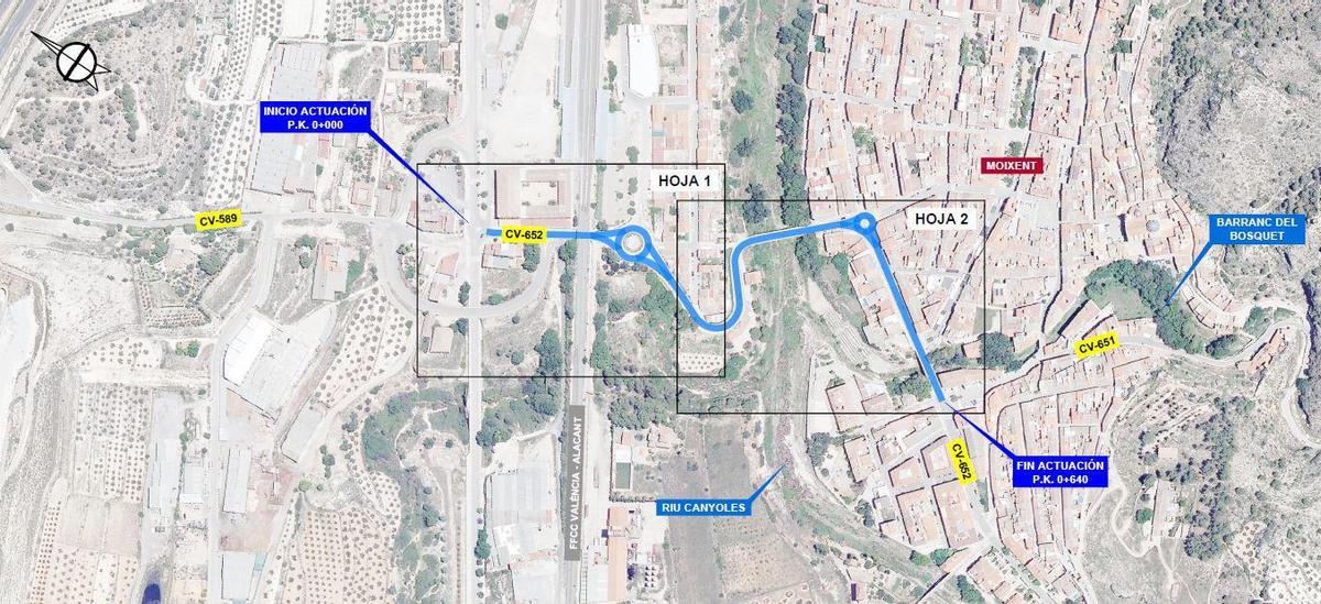 Plano de las actuaciones que ya están en ejecución en Moixent.