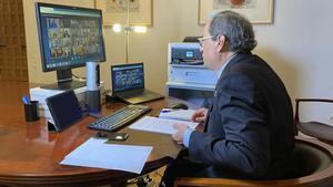 El ’president’ Quim Torra durante la reunión con el Gobierno y presidentes autonómicos.