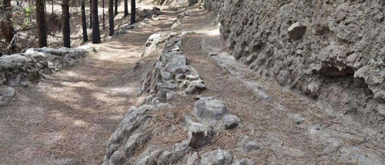 Camino Real de la Cumbre a Teror, tramo Cueva Corcho y anexo al camino la acequia de Crespo.