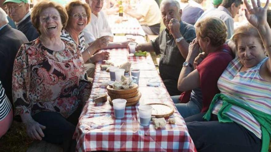 Algunos de los participantes en la Xuntanza durante la comida el parque de Carballiño. // Brais Lorenzo