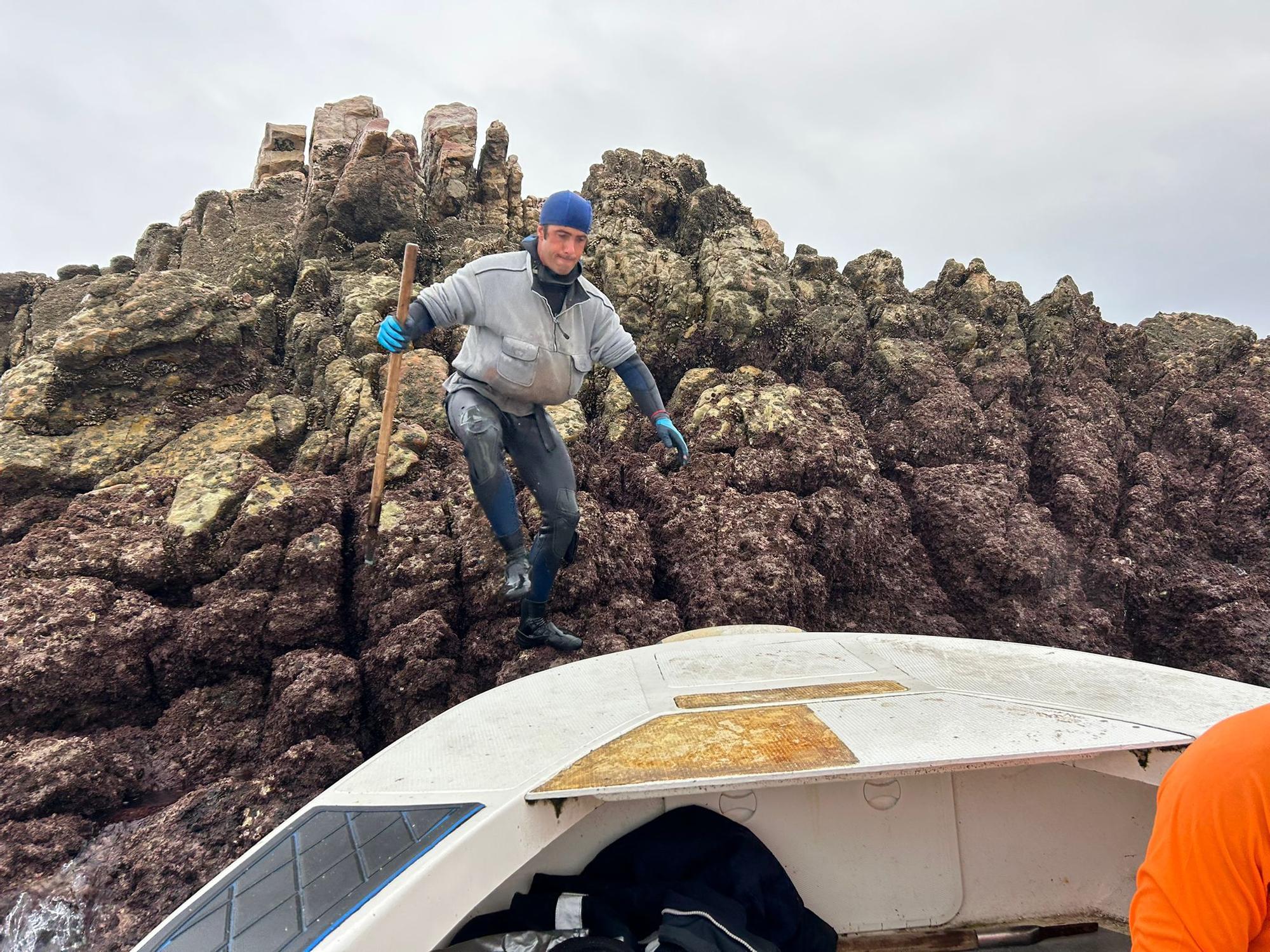 EN IMÁGENES: Así luchan los mariscadores de Luanco por cada kilo de percebe en el cabo Peñas