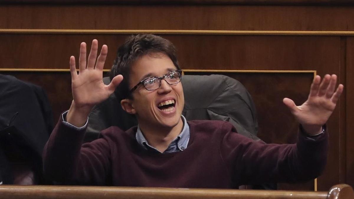 Íñigo Errejón, este jueves, en el debate sobre el decreto del Gobierno de reforma de la estiba.