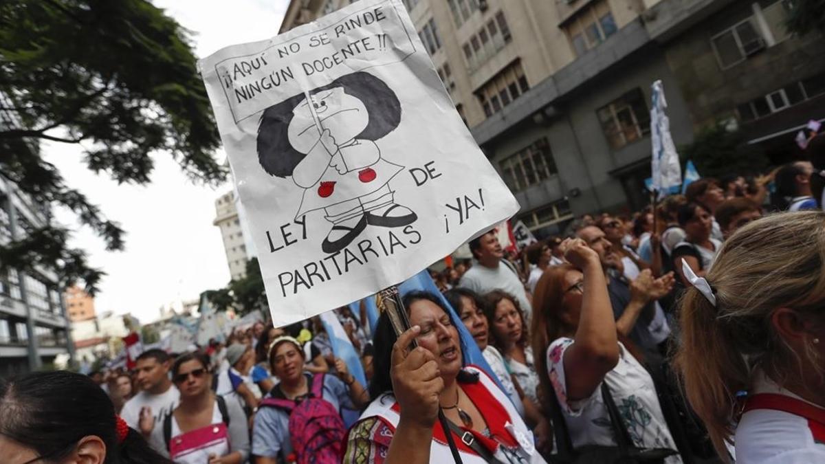 Manifestación de maestros en Buenos Aires