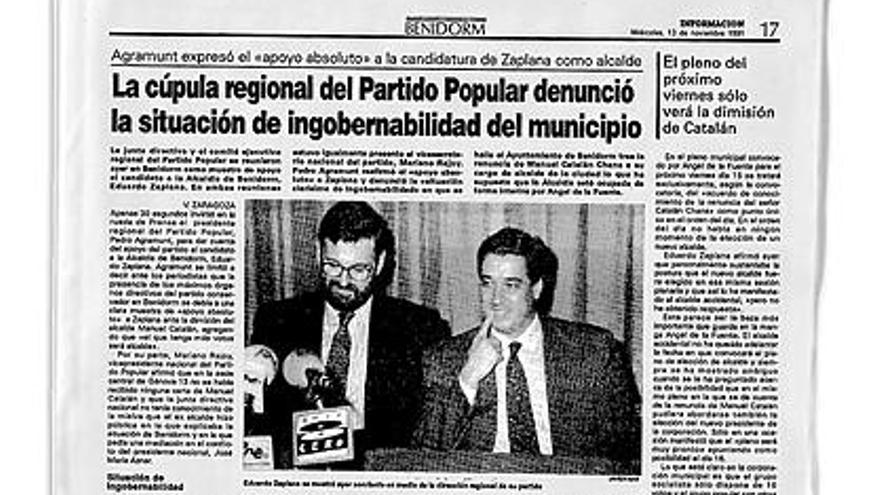 Rajoy avaló en público la moción de Zaplana en Benidorm con la tránsfuga