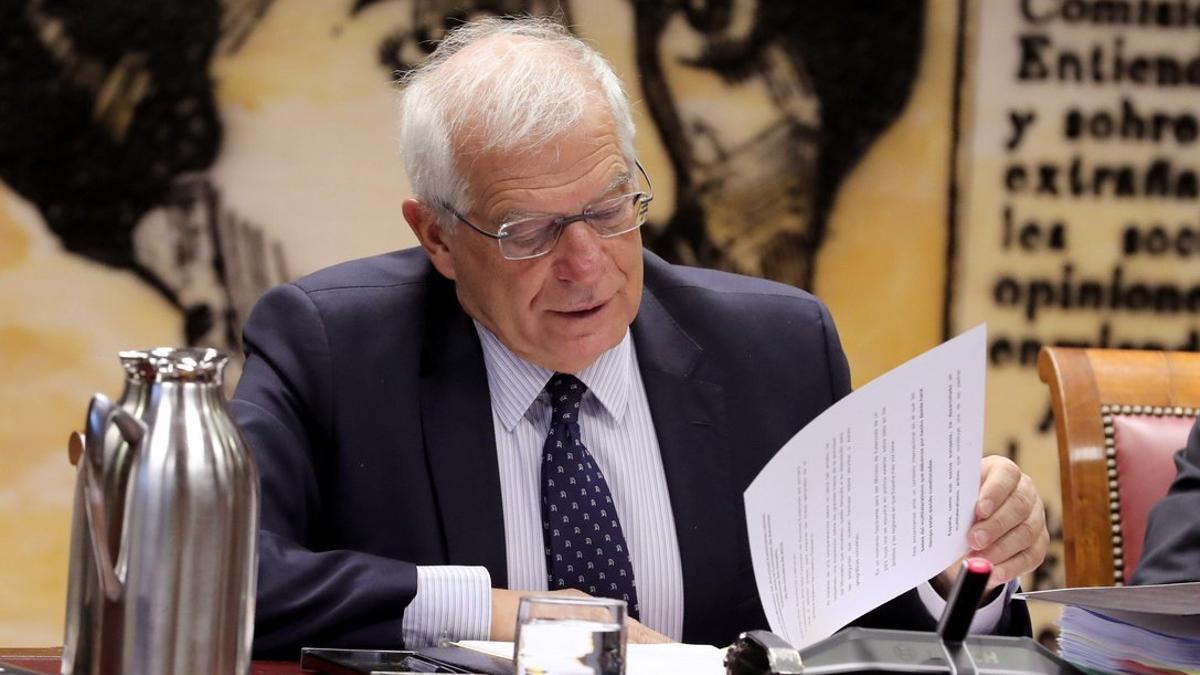 El ministro de Asuntos Exteriores, Josep Borrell, en la Comisión de Asuntos Exteriores del Senado.