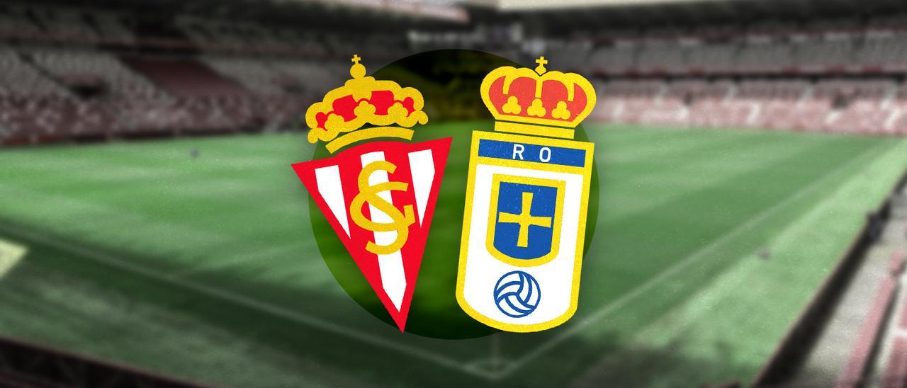 Los escudos del Sporting y el Oviedo