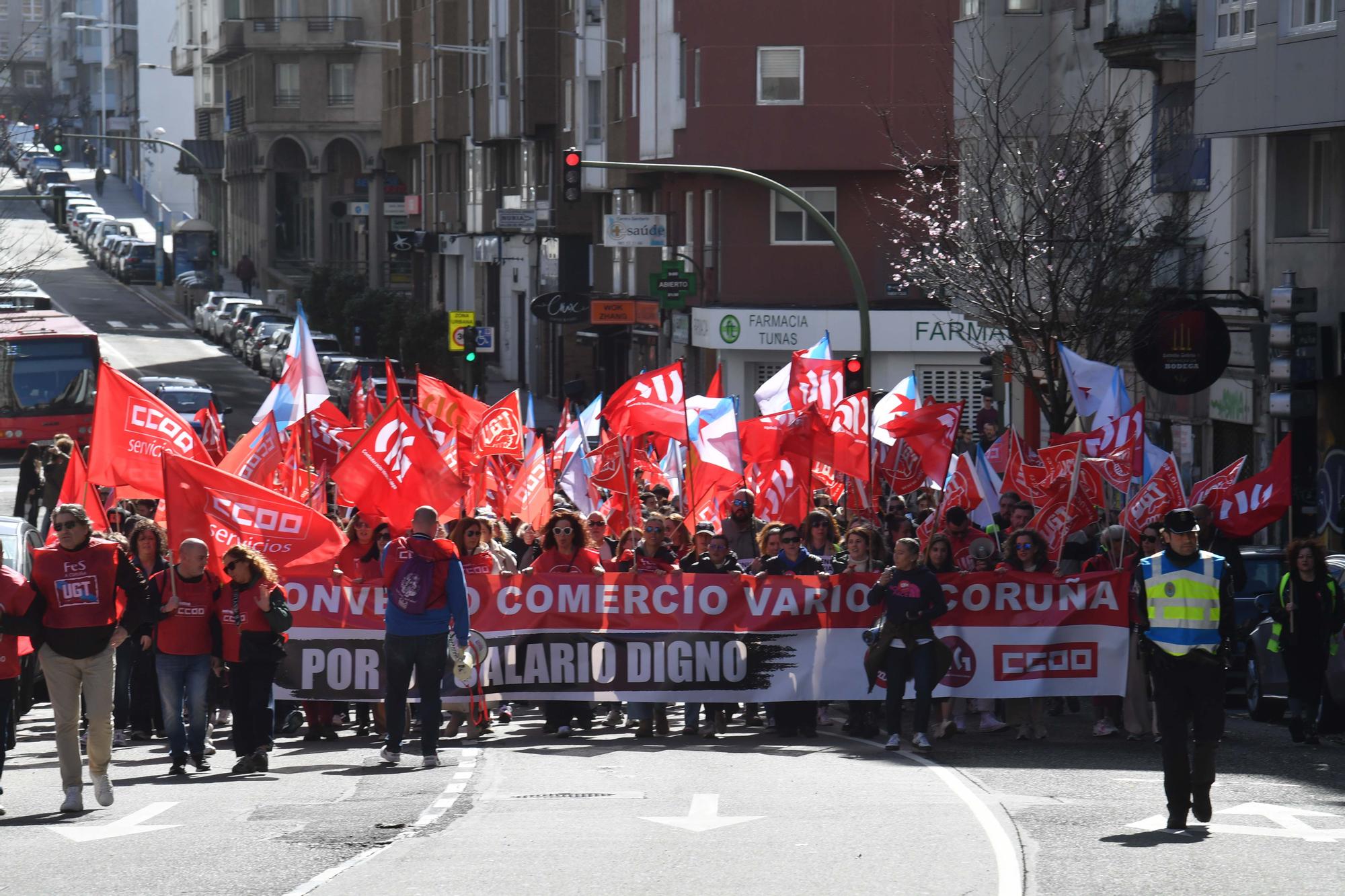 Manifestación de trabajadores del comercio en A Coruña