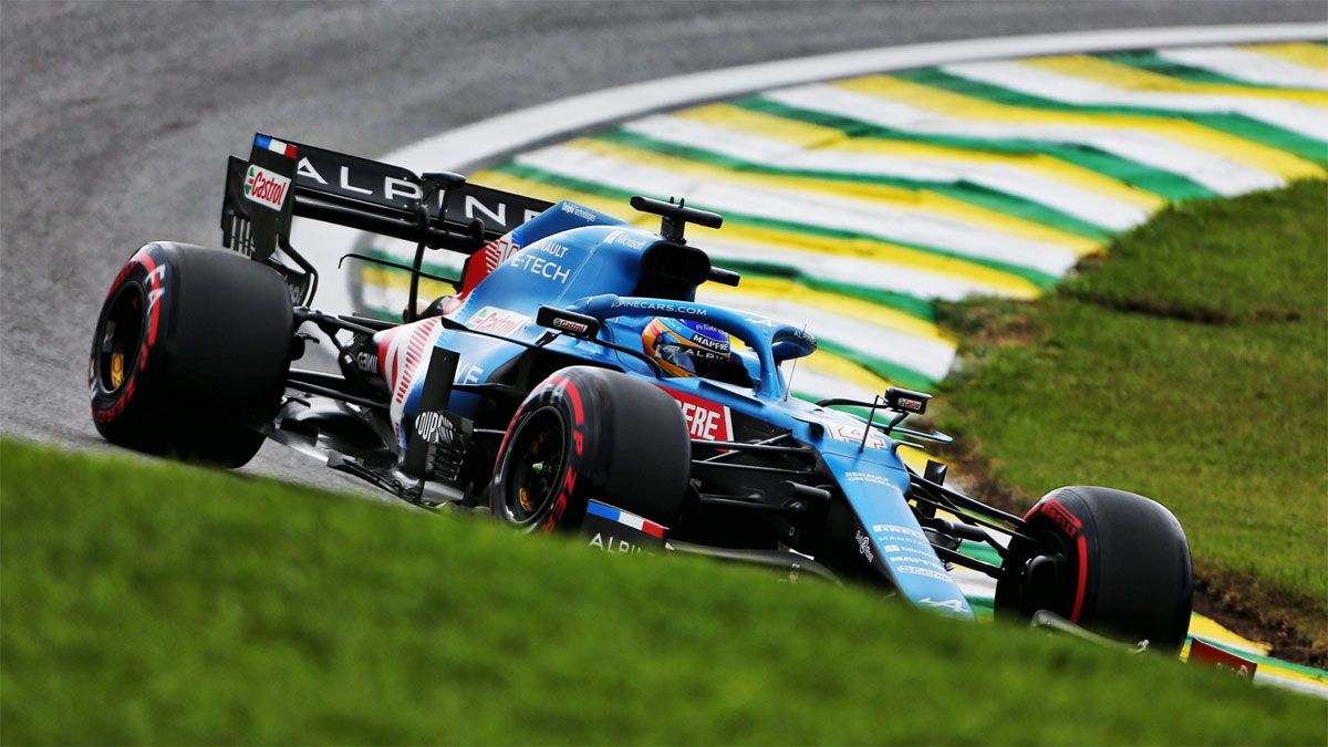 Alonso, en acción en el circuito de Interlagos