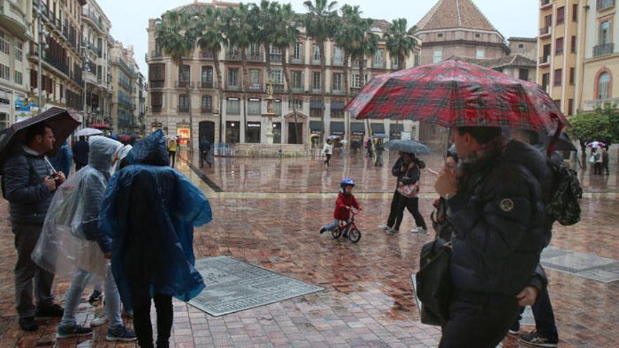 Lluvia en el centro de la ciudad.